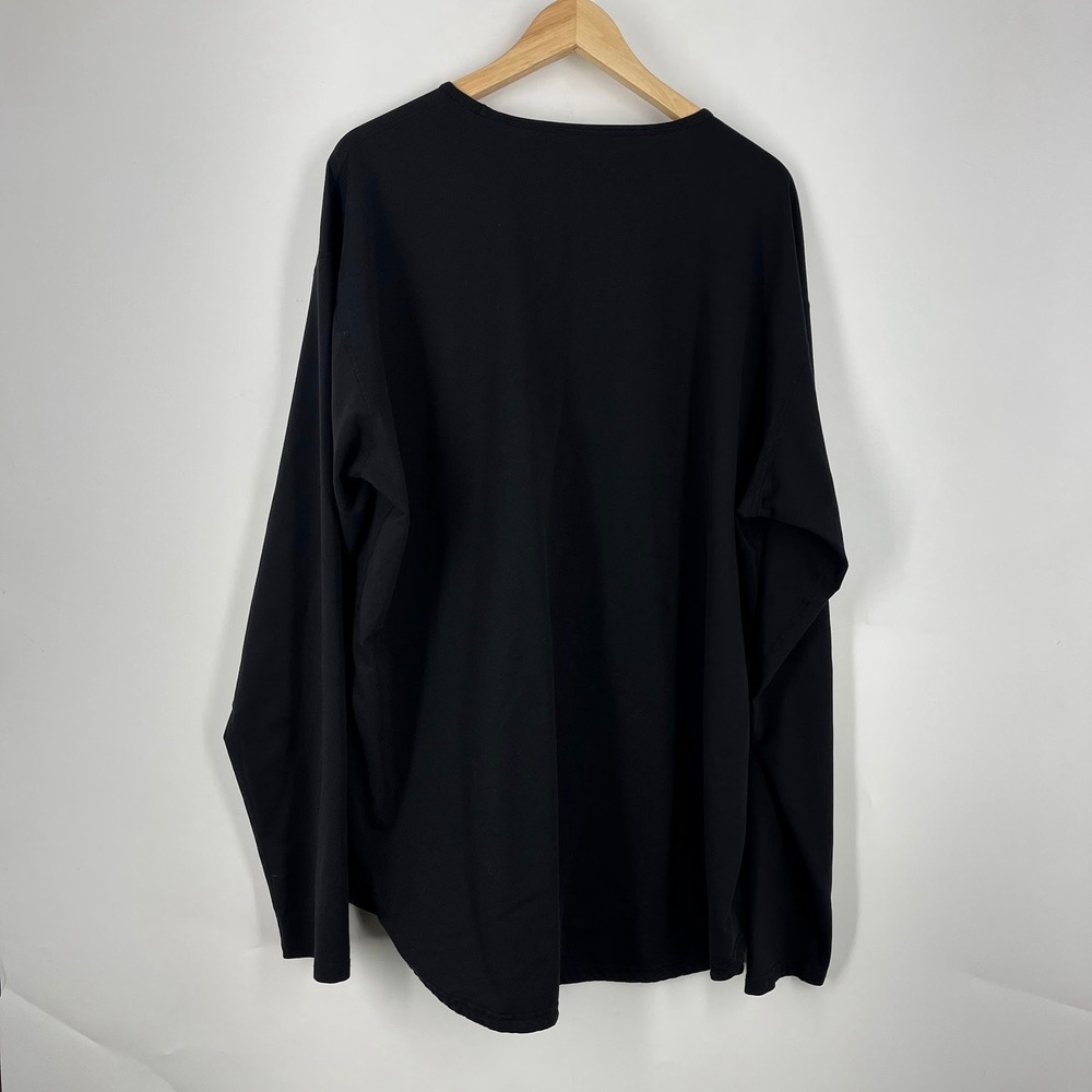 BYLT Basics Mens Drop Cut Long Sleeve Shirt Black Curved Hem Crew Neck Size XL - Picture 3 of 16